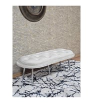 Ufo Oturak Bench - Krom Kaplama Sivriltme Ayak - Oturak - Bench - Puf - Yatak Ucu Pufu Krem Renk 100 x 50 Boyut/Ebat (Çok Renkli)