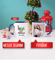 Okul Öncesi Öğretmeni Kupa Bardak Lacivert Fotoğraflı