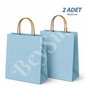 30x25 cm Hediyelik Kağıt Çanta Mavi 2 Adet