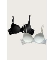 Desire Closet Siyah-Beyaz 2'li Mikro Kumaş Push Up Dolgulu Balenli Günlük Destekli Sütyen