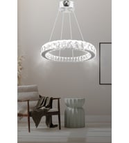 ZİLLA TEKLİ MODERN SARKIT KRİSTAL TAŞLI LED AVİZE - 3 RENK KUMANDALI-(Beyaz - Sarı - Gün Işığı)40 CM