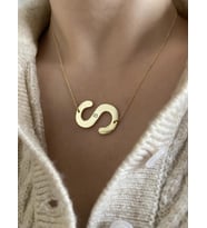Kişiye Özel 925 Ayar Gümüş Tasarım Çift Harf Kolye (Gold)