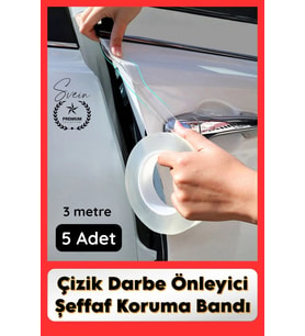#KapıKoruma 5 Adet 3 Metre Oto Kapı Çizik Önleyici Şeffaf Koruma Bandı Darbe Koruyucu İz Bırakmaz
