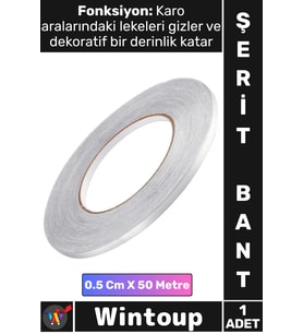 Kendinden Yapışkanlı 50 Metre Gri Karo Zemin Duvar Şerit İzolasyon Bantı