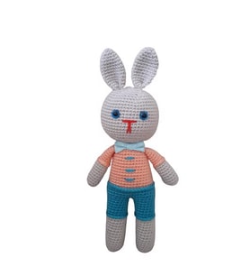 Sevimli Papyonlu Tavşan Amigurumi Organik Oyuncak