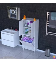 Modilayn İLKİM 65 x 138 x 32,5 cm' lik Kapak İçi Çift Raflı, Bir Akıllı Çamaşır Sepetli Dolap