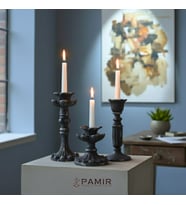 3'lü Şamdan Mumluk Fransız Romantik Antik El Sanatı Siyah Gold Dekorasyon Retro Şamdanlık (ÜÇLÜ) PamirCandles
