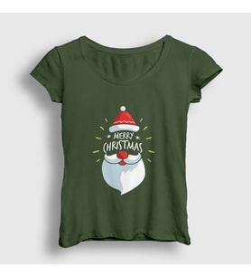 Presmono Kadın Haki Merry Christmas Noel Baba Santa Claus Yılbaşı T-Shirt 270271tt (Haki)