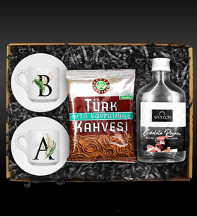 Kişiye Özel İkili Türk Kahvesi Fincanı & Apollon Çikolata Rüyası Kolonyası & Kahve Dünyası Türk Kahvesi