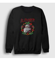 Presmono Unisex Siyah Sleigher Slayer Noel Baba Metal Yılbaşı Sweatshirt 364961tt