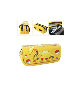 Pokemon Pikachu Çift Fermuarlı Büyük Kapasiteli Okul Kalem Kutusu (Sarı)