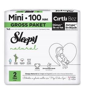 Sleepy Natural Bebek Bezi Gross Paket 2 Beden 3-6 Kg 100 Adet
