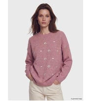 LCW Modest Pembe Bisiklet Yaka Çiçek Nakışlı Kadın Triko Tunik