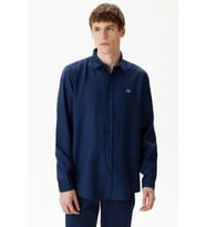 Lacoste Men's Regular Fit Button-Down Collar Linen Shirt Erkek Düğmeli Yaka Keten Gömlek Bej