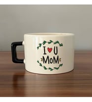 I Love You Mom Baskılı Siyah Kulplu C Fincan