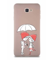 Samsung Galaxy J7 Prime 2 Soft Premier Kapak Aşk Tasarımlı Silikon Kılıf - Pudra (Şeffaf)