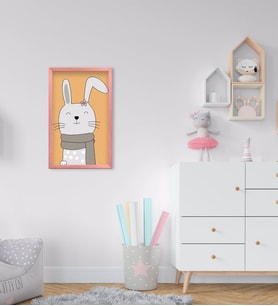 BK Home Sevimli Tavşan Tasarımlı Dekoratif Pembe Ahşap Çerçeveli Çocuk Odası Tablo-2
