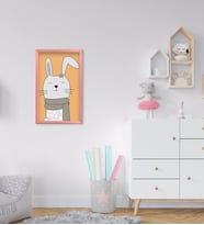 BK Home Sevimli Tavşan Tasarımlı Dekoratif Pembe Ahşap Çerçeveli Çocuk Odası Tablo-2