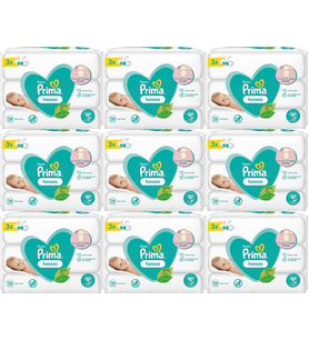 Prima Islak Havlu Mendil Hassas Ciltler İçin Bitki Bazlı Kokusuz (27 Li Set) (9PK*3) 1404 Yaprak