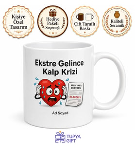 Kredi Kartı Ekstresi Gelince Kalp Krizi Esprili Kupa Bardak Komik Hediye