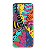 PrintiFy Tecno Spark 7 ile Uyumlu 1mm Slim Fit Retro Renkler 4 Baskılı Şeffaf  Kılıf