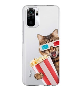 PrintiFy Xiaomi Redmi Note 10 ile Uyumlu 1mm Slim Fit Kedi 1 050b Baskılı Şeffaf  Kılıf