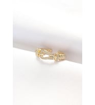 pilelistore Kemer Tokası Tasarımlı Gold Renk Zirkon Taşlı Ayarlanabilir Yüzük - TJ-BYK3099
