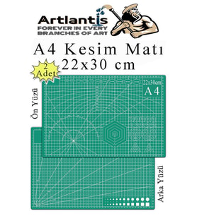 Kesim Matı A4 22x30 cm Çift Taraflı 2 Adet Çizim Matı Kesme Madı Kesim Tablası Kesim Altlığı (Yeşil)