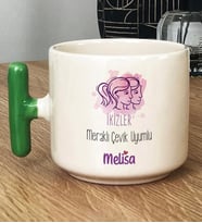 Kişiye Özel İkizler Burcu İsim Yazılı Hediye T Kupa Bardak Doğum Günü Hediyesi (Yeşil)