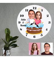Doğum Gününe Özel Karikatürlü Kişiye Özel Ahşap Duvar Saati