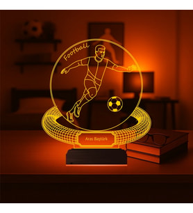 Luvivia Futbolcu Hediye Futbol Tasarım Kişiye Özel 3D Lamba - Masa Gece Lambası