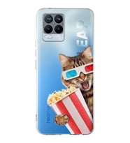 PrintiFy Realme 8 Pro  ile Uyumlu 1mm Slim Fit Kedi 1 050b Baskılı Şeffaf  Kılıf