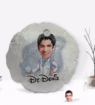 BK Gift Kişiye Özel İsimli Erkek Diş Hekimi Karikatürlü Yuvarlak Dekoratif Kırlent Yastık-3