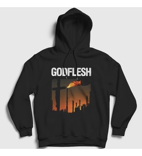 Presmono Unisex Siyah Love And Hate Godflesh Kapüşonlu Sweatshirt 436858tt