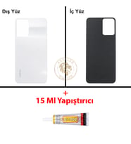 Infinix Note 12İ Beyaz Uyumlu Arka Kapak + B7000 Yapıştırıcı Arka Cam Batarya Pil Kapağı Lazer Kesim