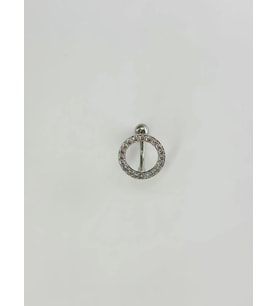 Rodyum Zirkon Taşlı Çelik Göbek Bar Uzunluğu : 13 Mm / Bar Kalınlığı 1.41 Mm / - Pg0105