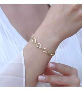 Mozaik Halkalı Gold Kaplama Gümüş Hallow Bileklik