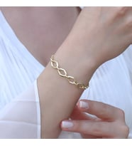 Mozaik Halkalı Gold Kaplama Gümüş Hallow Bileklik