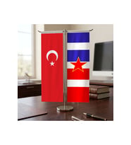 Yugoslavya Sosyalist Federal Cumhuriyeti ve Türk Bayrağı Kırlangıç T tipi Masa Bayrak Takımı