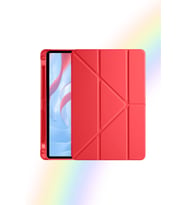 Galaxy Tab A9 8.7 İnç 2023 Uyumlu Fuchsia Kalem Bölmeli Akıllı Tablet Kılıfı (Kırmızı)