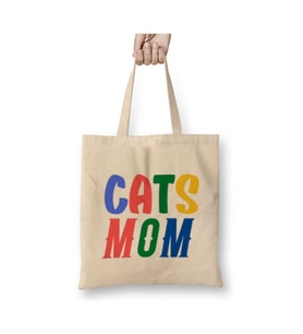 Funny Cat Lover Gifts For Women Men Kids Cat Mom Bez Çanta Uzun Saplı Alışveriş Çantası Plaj Çantası (Beyaz)