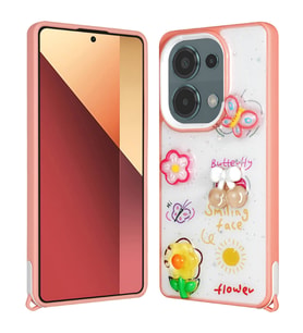 Xiaomi Redmi Note 13 Pro 4G Uyumlu Kılıf Parlayan Simli Kabartma Figürlü Zore Cevze Kapak