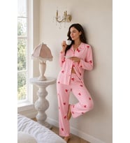 Kadın 0623 Süet Dügmeli Pijama Takımı