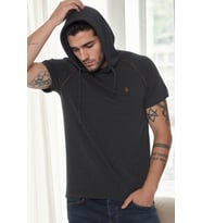 T9570 DEWBERRY KAPŞONLU ERKEK T-SHIRT-ANTRASİT