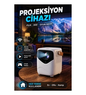 Wifi Destekli 720p HD Projeksiyon Cihazı 64GB Depolama 2GB RAM Film Dizi Oyun Projektörü