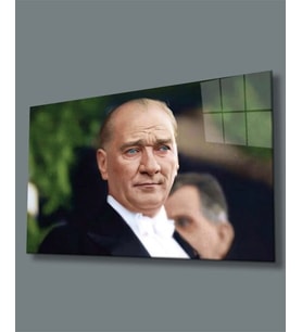 Atatürk Portre Cam Tablo Büyük Hediyelik Ev Ofis Dekoru