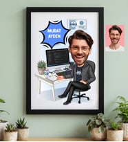 Kişiye Özel Karikatürlü Erkek Yazılım Mühendisi Siyah Çerçeve Mühendisler Günü Hediyesi