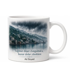 Zonguldak Karadeniz Yağmuru Baskılı Kupa Bardak Özel Tasarım Hediye