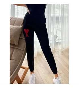 Unisex İki İplik Baskılı Oversize Eşofman Altı - Siyah