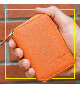 RİCH SMİTH ® MİNİ FERMUARLI CÜZDAN HAKİKİ DERİ / 10607 TURUNCU (MAT ARSEL)